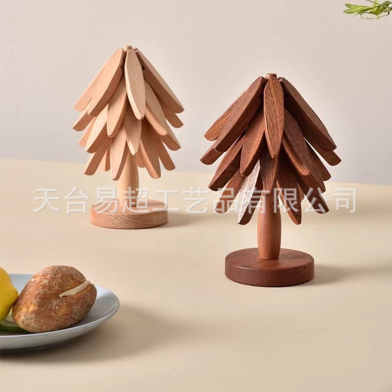wooden creative walnut tree solid wood insulation mat christmas tree insulated dining table mat home coaster casserole mat