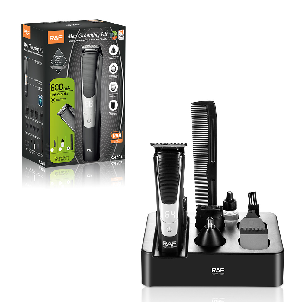 Cortadora de cabello eléctrica RAF, cortadora de cabello eléctrica multifuncional, pantalla inteligente, cuchilla de cerámica giratoria, lavado corporal completo recargable - details 1