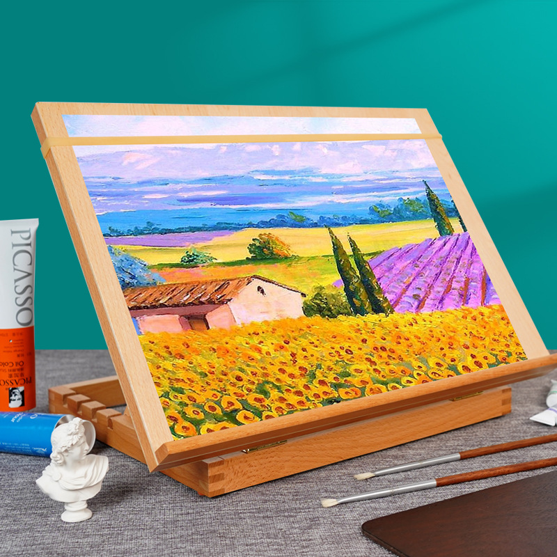 Painted beech wooden desktop desktop drawing board easel all-in-one multifunctional beginner 4 open 8 open sketching stand