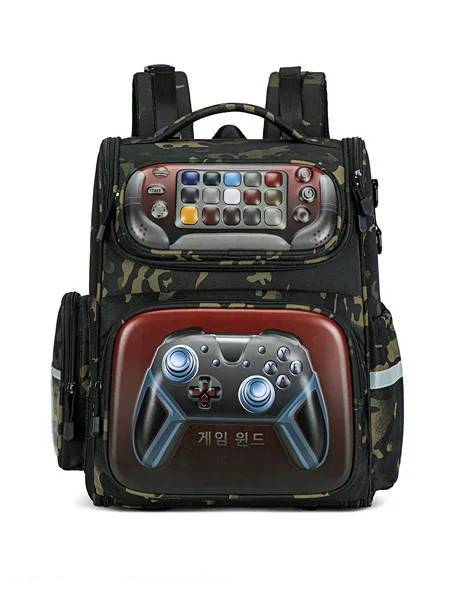 New cross-border camouflage school backpack for primary school students, grades 2-6, lightweight for boys, children's game console backpack, wholesale