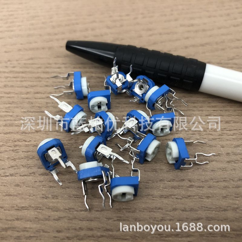 蓝白可调电阻 RM065-V1 105 1M 8AA-1M 可变微调电位器 兰白 正面