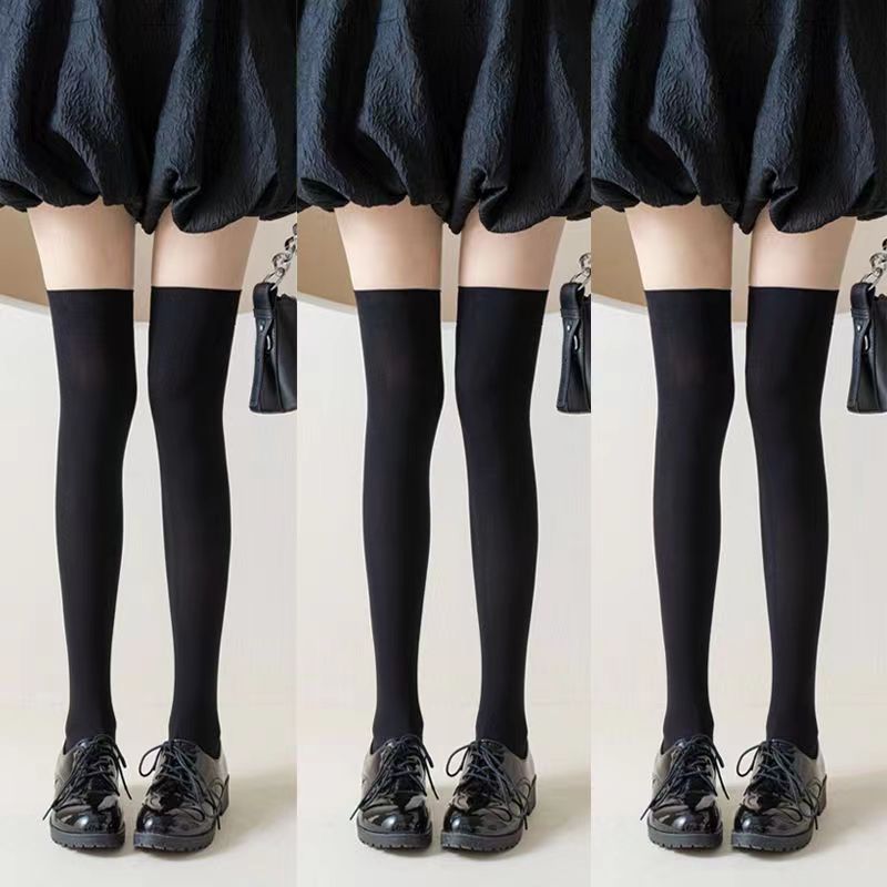 Tres pares envío gratis calcetines de pantorrilla de verano fino negro JK medias de presión flaco sobre la rodilla Calcetines de media pantorrilla