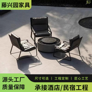 Manufacturer Outdoor Sofa Chair Garden Balcony Villa Stainless Steel Four-Piece Set Waterproof Nordic Minimalist Leisure Chair