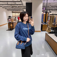 秋冬季新款休闲潮流老花圆领卫衣男女时尚毛巾绣字母百搭卫衣