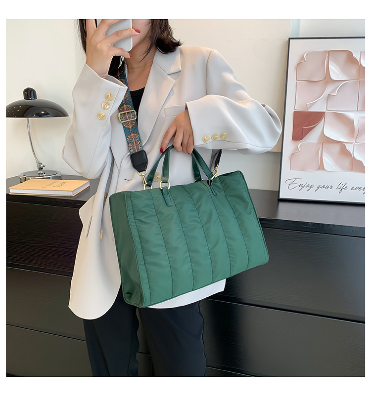 Women's Gender Women's Medium Nylon Solid Color Streetwear Zipper Tote Bag