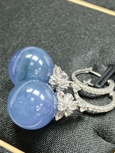 18k inlaid bead earrings, blue purple demon purple series. Natural Burmese jadeite A goods wholesale process.