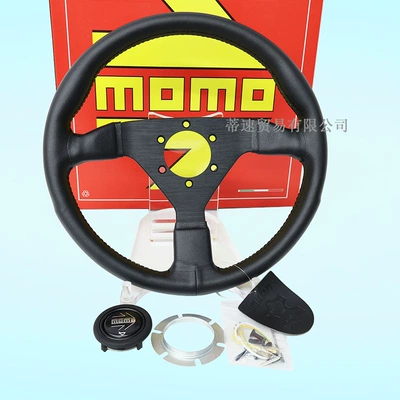 Cross-Border Best-Selling Momo Racing Steering Steering wheel - 13inch-black-line-leather-steering-wheel