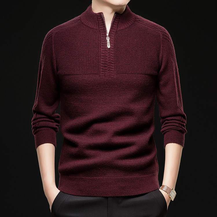 Tejedido hombre overhead invierno / otoño legging simple engrosado delgado de cuello de punto Jacquard blusa casual suéter