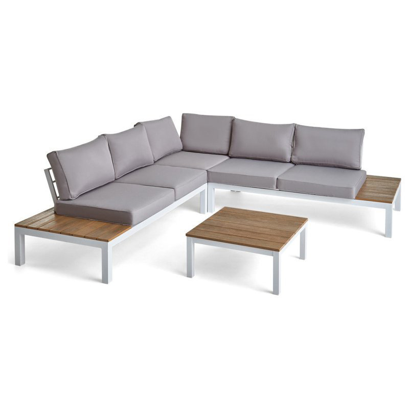 Sofá al aire libre nórdico balcón al aire libre B & B hotel jardín aleación de aluminio impermeable protector solar madera anticorrosión muebles de ocio