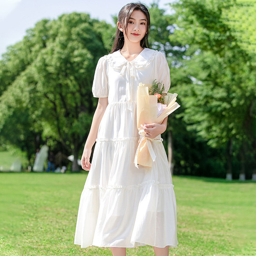 5069 girl's dress, fairy-like, super fairy, forest system, high school and middle school students, big children, summer new dress, white princess dress