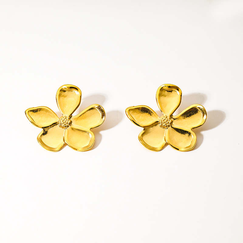 1 Pair Sweet Insect Flower Plating 304 Stainless Steel Turquoise 18K Gold Plated Ear Studs display picture 4