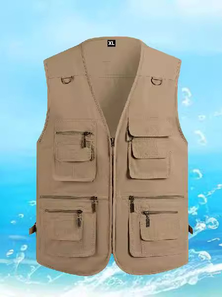 Impresión personalizada logotipo delgado chaleco de verano para hombres de mediana edad multi-bolsillo chaleco de hombro multifuncional nuevo