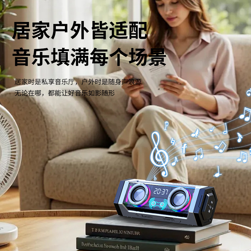 2025跨境新款无线蓝牙桌面小音响低音炮家用户外K歌智能蓝牙音箱|undefined
