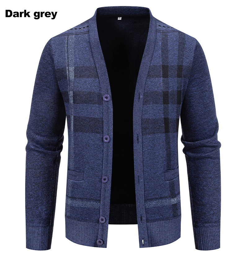 Herren Strickjacke Casual Einfarbig Gefüttert Winterpullover_voghion.com