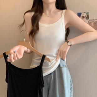 40.00 kg-100.00 kg plus size Loose Solid Color Camisole Women's Chubby Slim Belly Covering Base Shirt Sleeveless All-match Summer