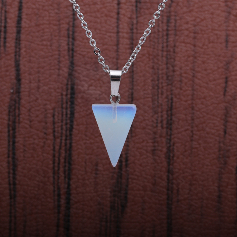 Fashion triangle semi-precious stainless steel necklace wholesale