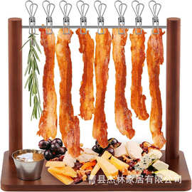 跨境木质带夹子烤肉架熟食培根食物托盘聚餐派对烤肉零食盘甜品盘