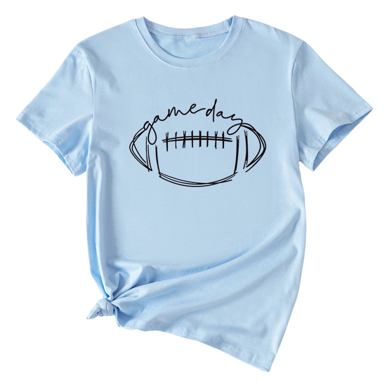 Deseo europeo y americano Amazon Comercio exterior transfronterizo Día del juego divertido rugby patrón casual de manga corta para mujer