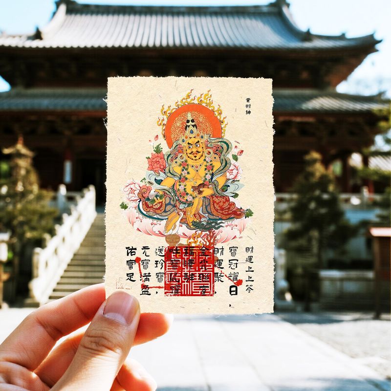 广仁寺黄财神万事亨通招财进宝宣纸贴招财运纳福国潮文创手机贴纸|undefined