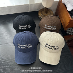 2025新款字母刺绣做旧休闲复古春秋时尚百搭街头软顶鸭舌帽棒球帽