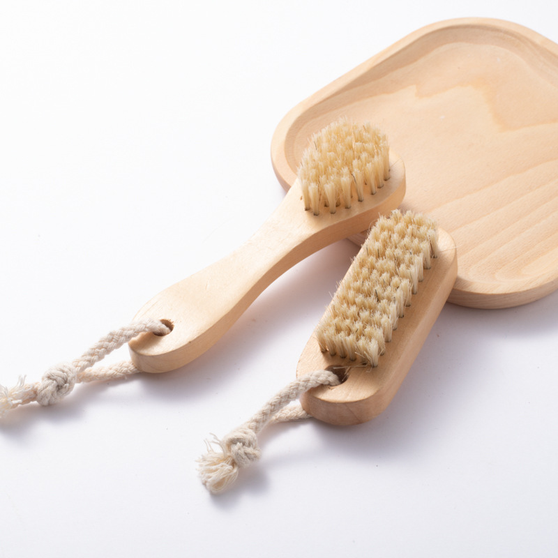 Hemu Pig Hair Brush Single-Sided Face Wash Brush Small Face Brush Hemu Bath Brush Wholesale Bath Brush Cleaning Supplies Nail Brush