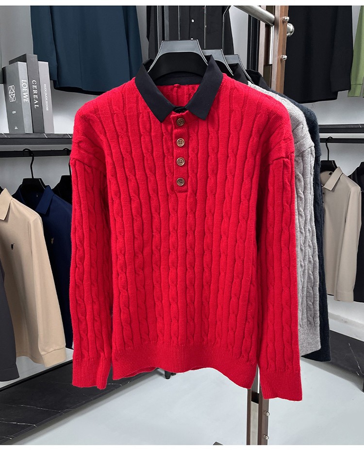 Suéter de hombre de torsión transfronterizo hombre de cuello medio alto delgado overhead casual otoño y invierno nueva moda de ropa de hombre camiseta de punto