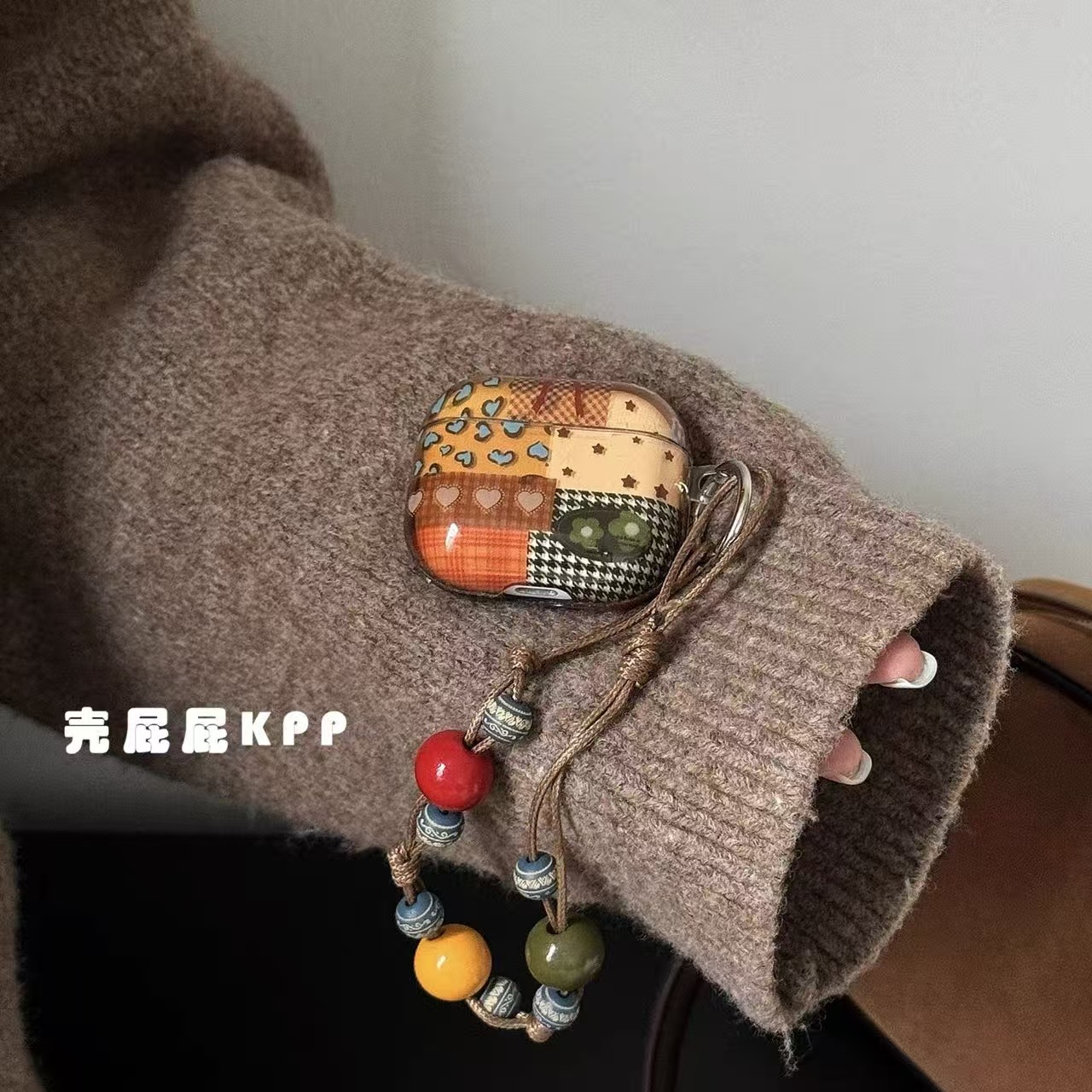Retro semipermeable empalmado colgante de flores Airpods 1 / 2 generación Apple inalámbrico Bluetooth auriculares cubierta 3 / 4 generación