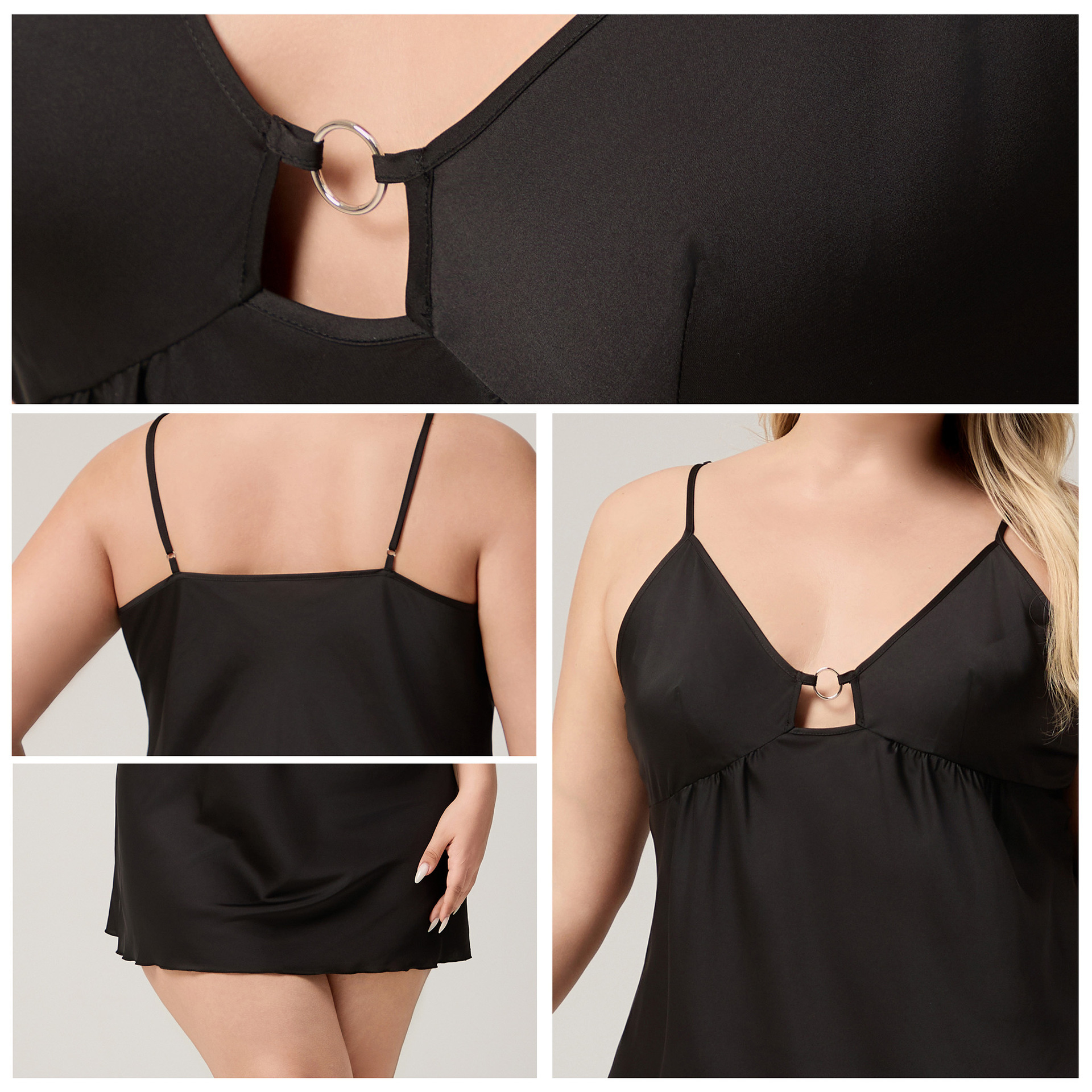 Yaoting nuevo satén transfronterizo Chiffon pijama de larga escala de cabina de verano vestido de pijama sexy de cuello en V ropa de hogar DQ3810