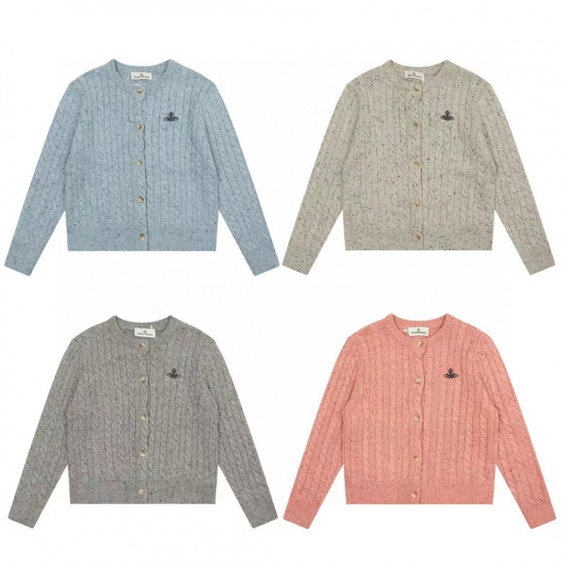 Vivienne West Wood West Queen Mother Saturn Letter Twist Women's Wool Blend Sweater Knitted Cardigan