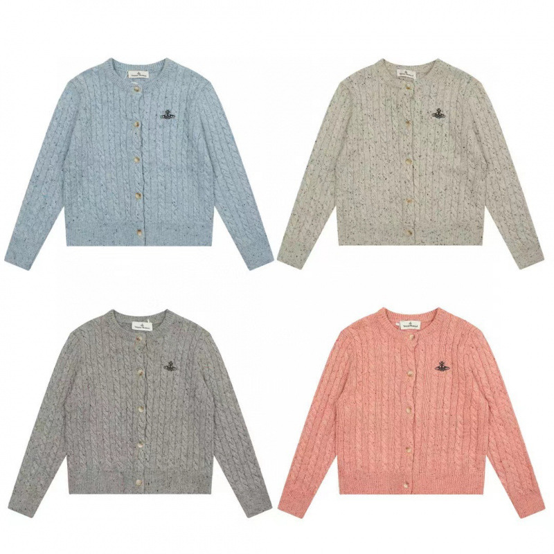 Vivienne West Wood West Queen Mother Saturn Letter Twist Women's Wool Blend Sweater Knitted Cardigan Vivienne West Wood West Queen Mother Saturn Letter Twist Women's Wool Blend Sweater Knitted Cardigan