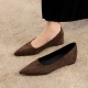 9121 French style pointed single shoes for women, flat bottom, shallow mouth, suede, increased height, casual, simple commuting, work, floating shoes