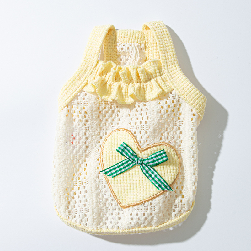 Primavera y verano perro amor arco de mariposa eslingas hueco gato damas ropa de dos patas perros pequeños y medianos ropa de perros