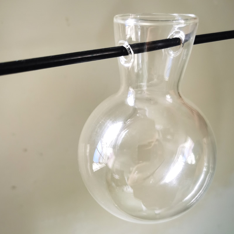 Wooden stand transparent glass vase, glass sphere accessories, glass bottle for wooden stand flower vase, high borosilicate glass