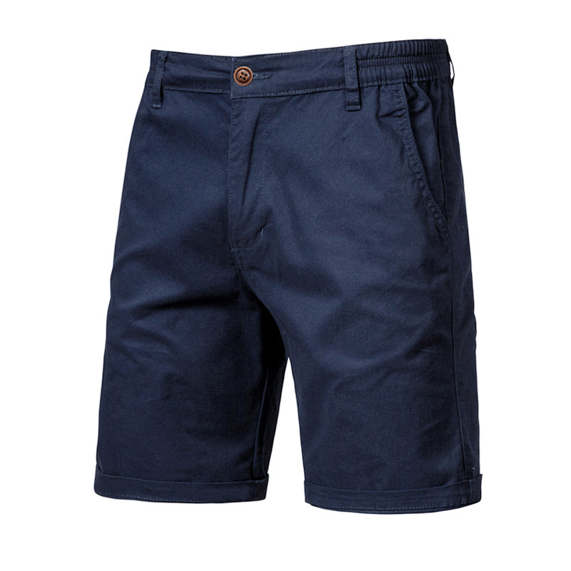 Casual Cotton Shorts For Men Five-point Straight Fit Solid Colour_voghion.com