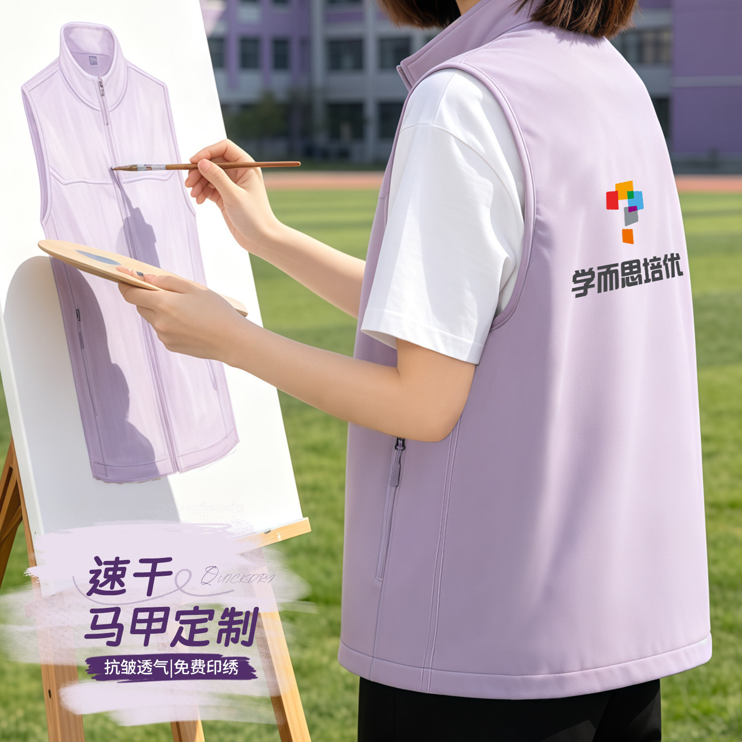 New quick-dry vest workwear with logo printed for university, art studio, training institution, and boarding school for men New quick-dry vest workwear with logo printed for university, art studio, training institution, and boarding school for men