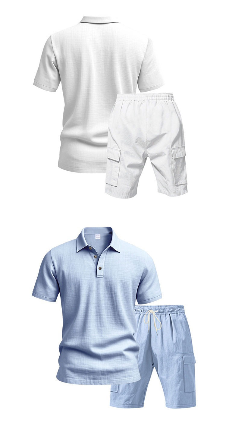 Men's Clothing Men's Summer Short Sleeved Casual Suit Style Outdoor Simple Linen Breathable Loose Fit Work Shorts_viptrois.com