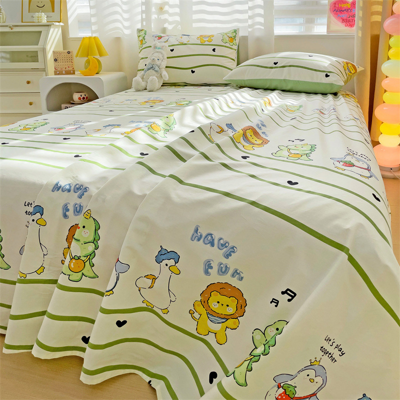 2025 nueva sábana de algodón fresco pequeña pieza individual 100 algodón dormitorio de estudiantes cama individual funda de almohada de tres piezas 2