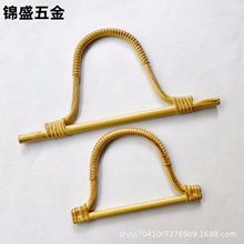 塑胶仿真特色大容量布袋把手，藤编箱包竹柄提手配件 藤条把手
