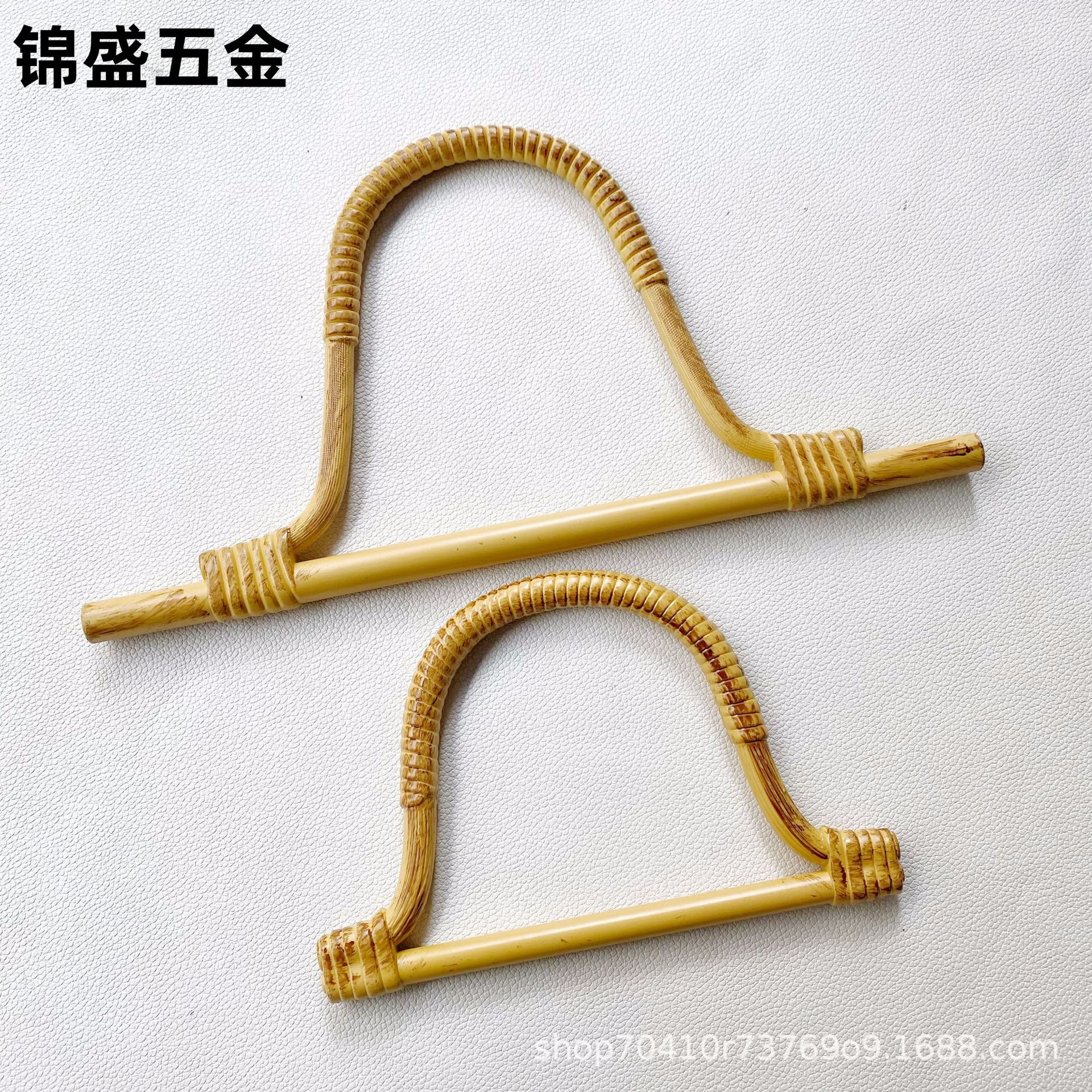 塑胶仿真特色大容量布袋把手，藤编箱包竹柄提手配件 藤条把手
