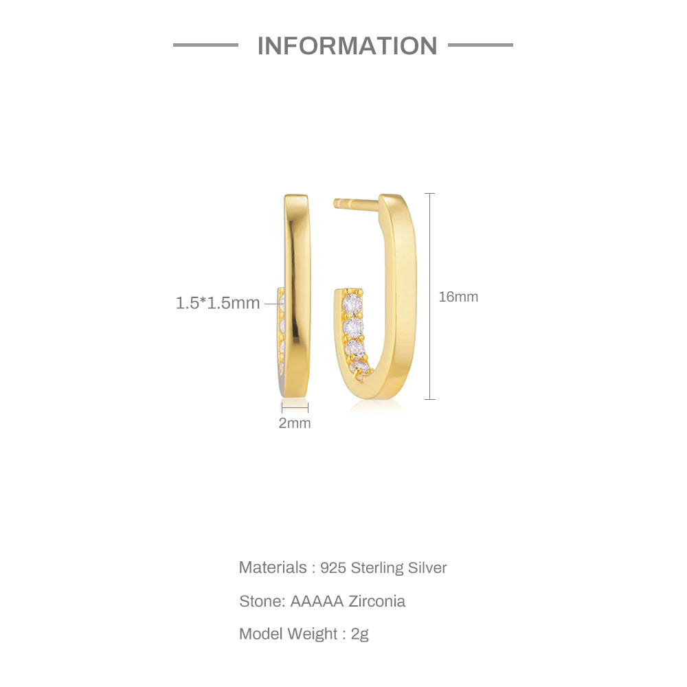 Simple Style U Shape Sterling Silver Plating Inlay Pearl Zircon Dangling Earrings Earrings 1 Pair