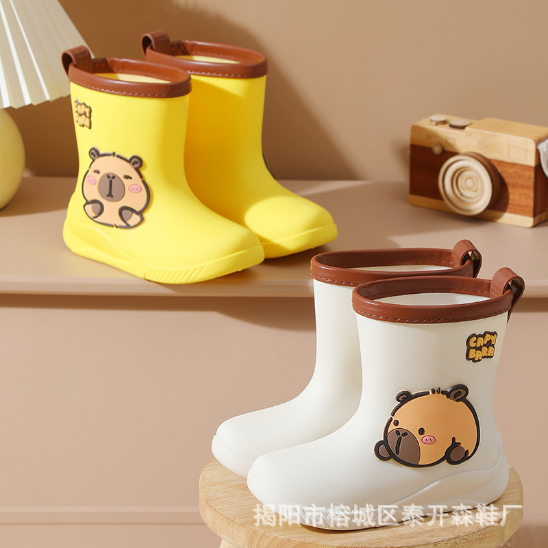 New Kapibala Children's Rain Boots Outdoor Lightweight Waterproof Rain Boots for Toddlers and Primary School Students Travel Low-Top Waterproof Shoes