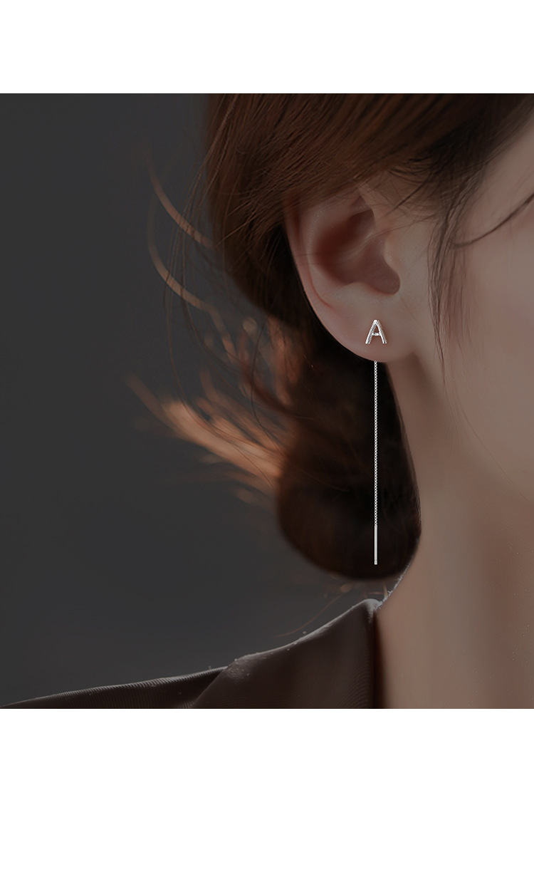 Fashion Simple Style Letter Sterling Silver Tassel Earrings Ear line
