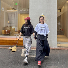 跨境高版本WE11DONE潮牌美式夏季纯棉印花宽松短袖男女情侣T恤
