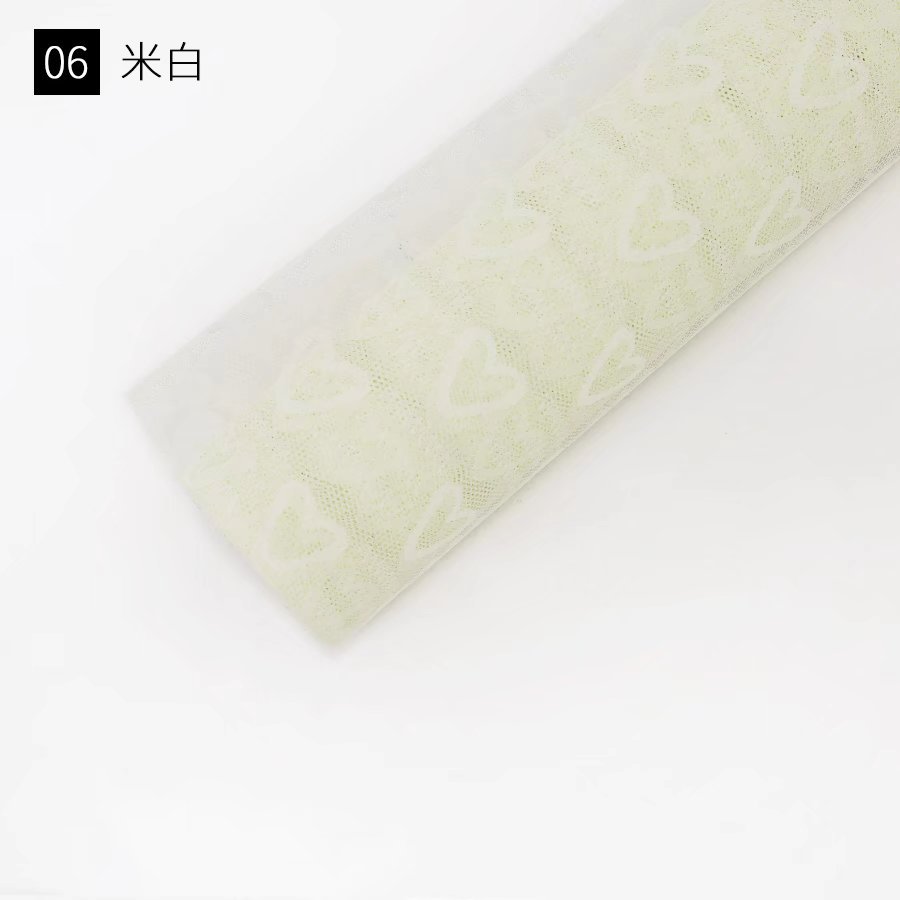 Fábrica de fiestas de flores al por mayor nuevo amor Jacquard flor envasado hilo de malla florista de color sólido