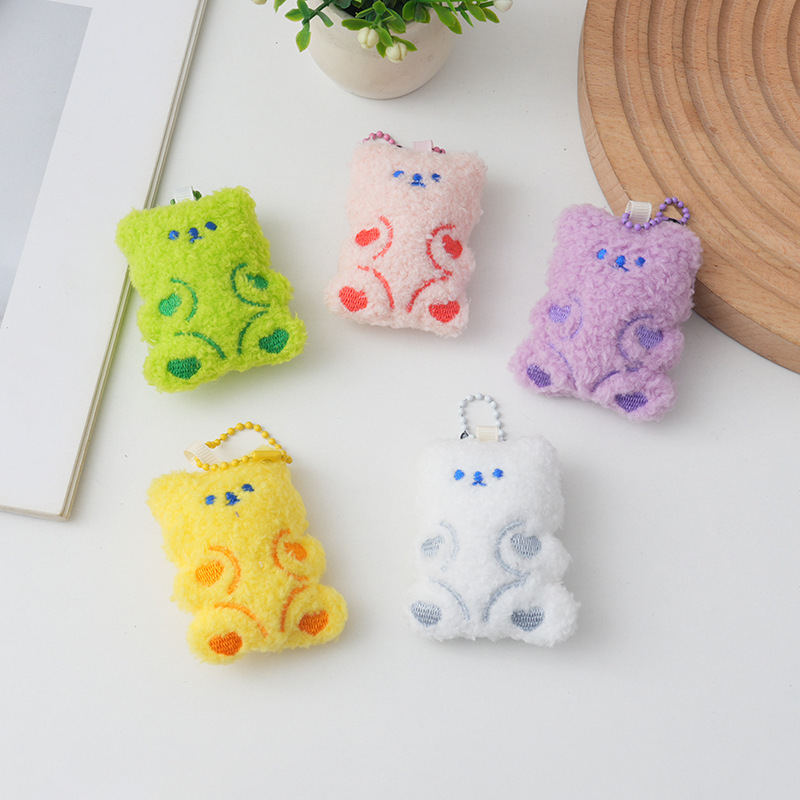 Popular Creative Cartoon Plush Gummy Bear Keychain Pendant DIY Bag Bead Chain Cute Doll Small Pendant