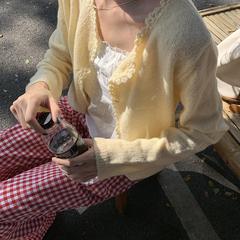 马海毛手工钩花针织开衫软糯多巴胺百搭外搭毛衣外套法式手钩工艺