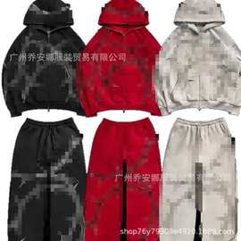 速卖通拉链连2023街头欧美时尚连帽卫衣运动套装女士帽衫新款男无