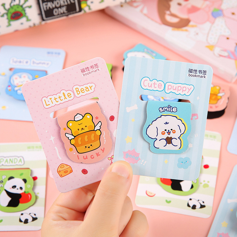 Nuevo marcador magnético de panda de dibujos animados estudiante lindo animal multifuncional página de libro clip de libro magnético plegable de forma especial