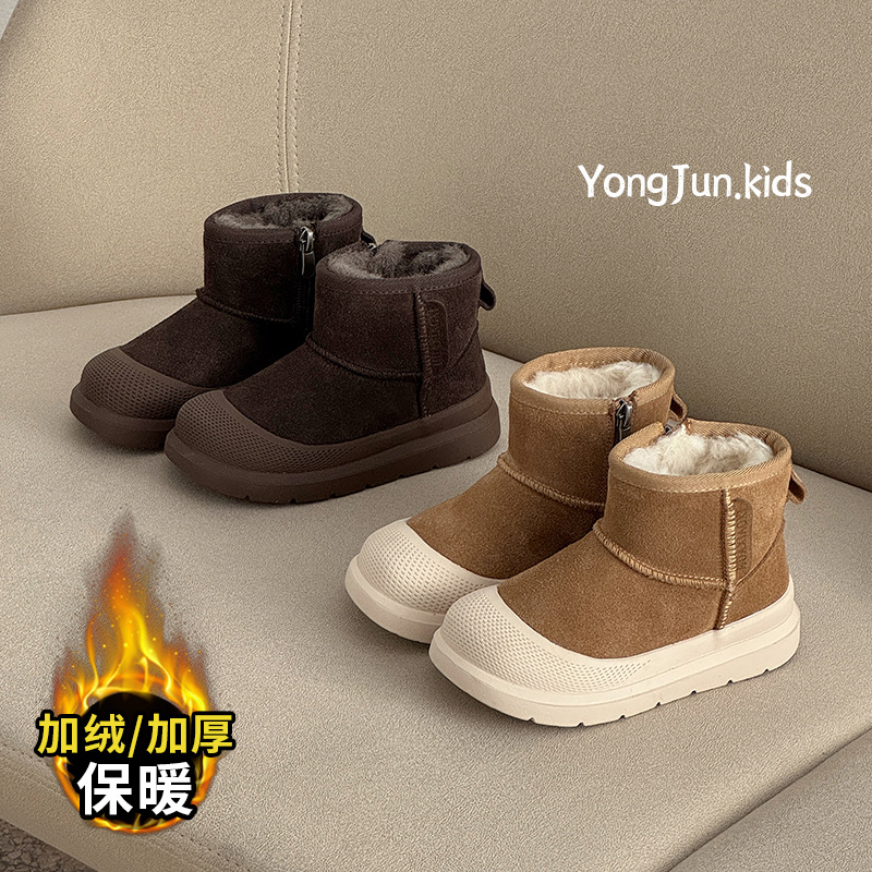 Children's Snow Boots 2026 Winter New Korean Style Boys' Boots with Fleece Lining and Thickened Girls' Cotton Shoes Wholesale