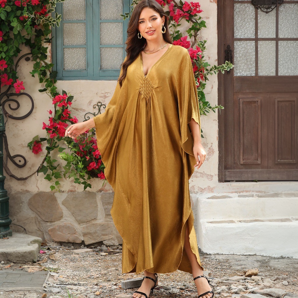 Beach sun protection clothing, swimsuit cover-up, bikini cover-up robe, loose-fitting plus-size dress